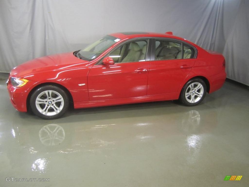 2008 3 Series 328xi Sedan - Crimson Red / Beige photo #3