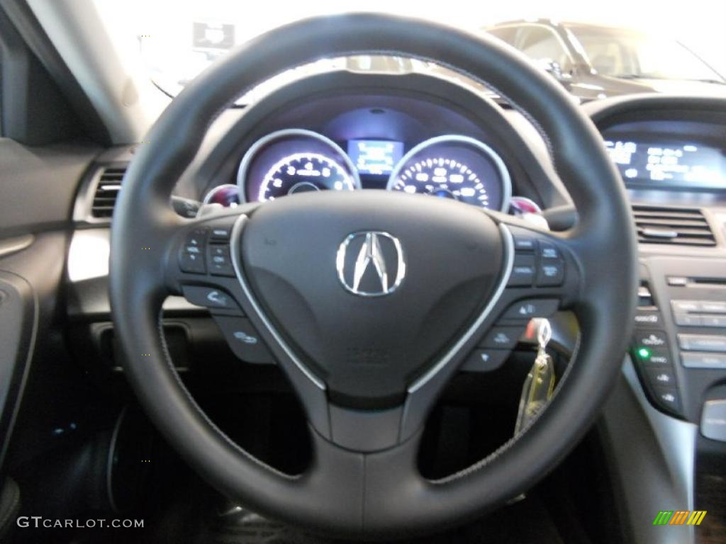 2011 Acura TL 3.7 SH-AWD Ebony Black Steering Wheel Photo #48643666