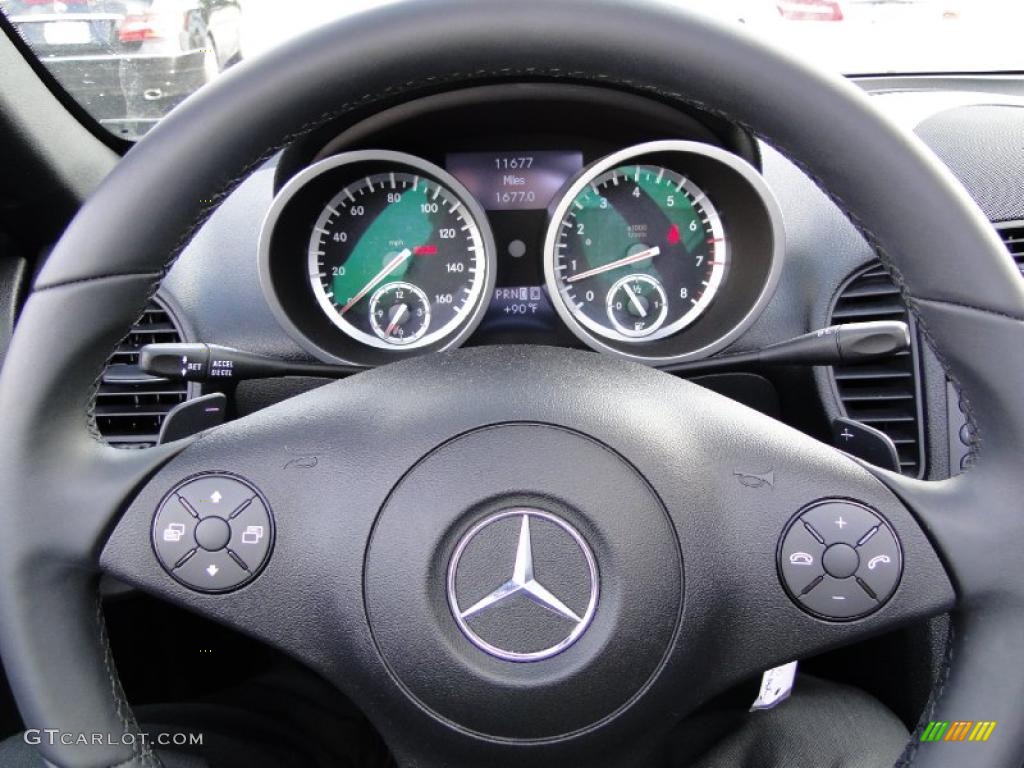 2010 Mercedes-Benz SLK 300 Roadster Black Steering Wheel Photo #48650572