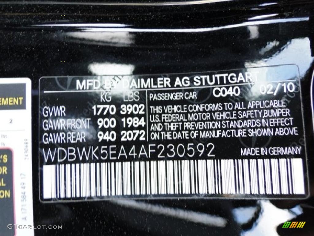 2010 SLK Color Code 040 for Black Photo #48650851