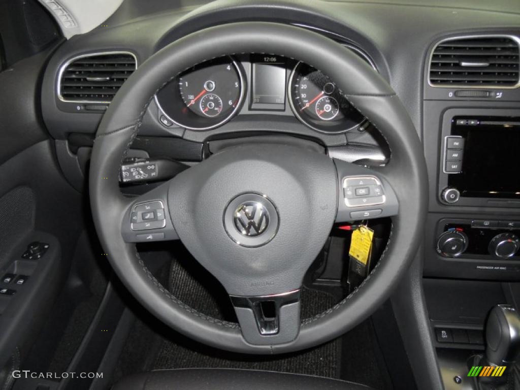 2011 Volkswagen Jetta TDI SportWagen Titan Black Steering Wheel Photo #48661174