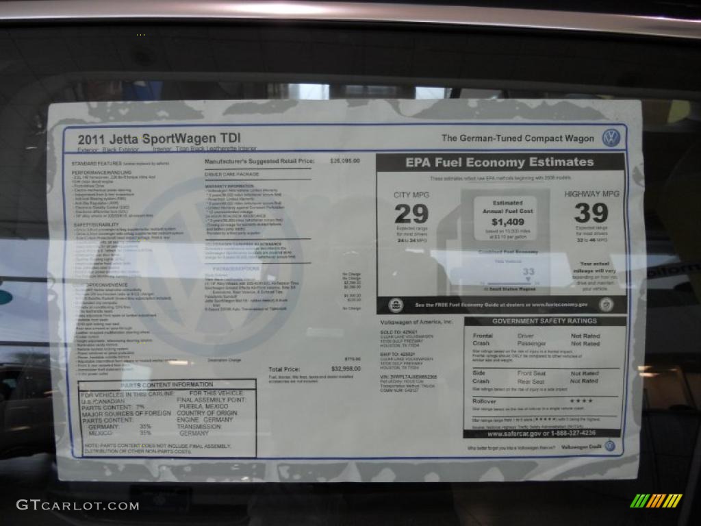 2011 Volkswagen Jetta TDI SportWagen Window Sticker Photo #48661231
