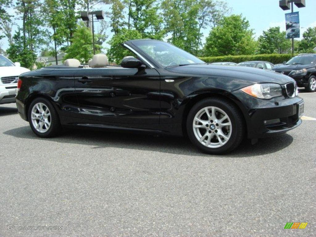 2008 1 Series 128i Convertible - Jet Black / Grey photo #2