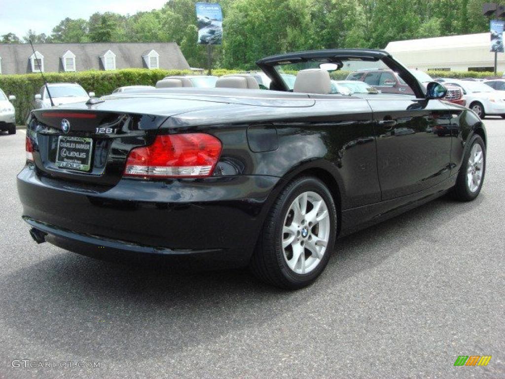 2008 1 Series 128i Convertible - Jet Black / Grey photo #4