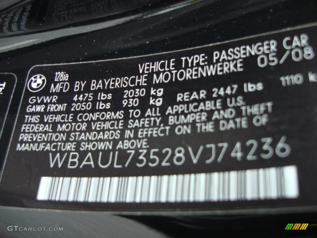 2008 1 Series 128i Convertible - Jet Black / Grey photo #24