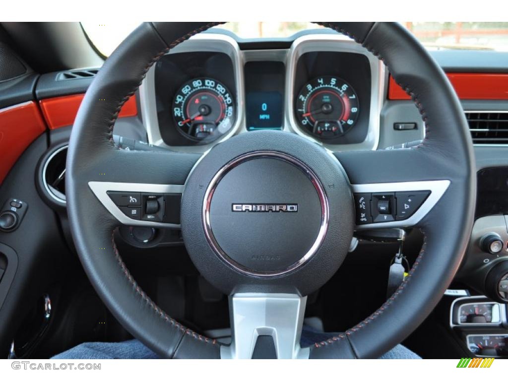 2011 Chevrolet Camaro SS/RS Convertible Inferno Orange/Black Steering Wheel Photo #48674423