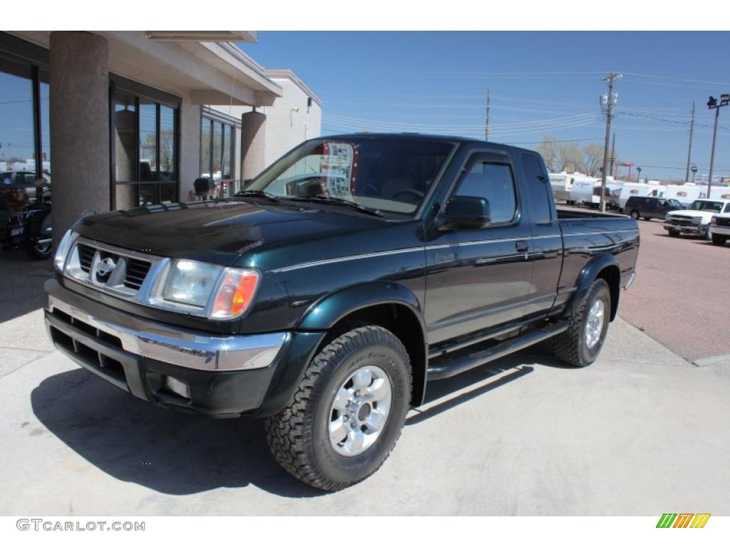 1999 Frontier SE Extended Cab 4x4 - Black Emerald / Beige photo #21