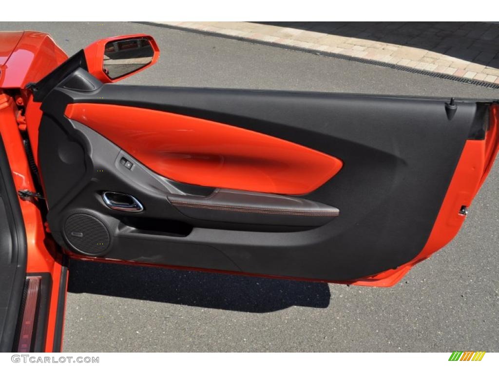 2011 Chevrolet Camaro SS/RS Convertible Inferno Orange/Black Door Panel Photo #48674631