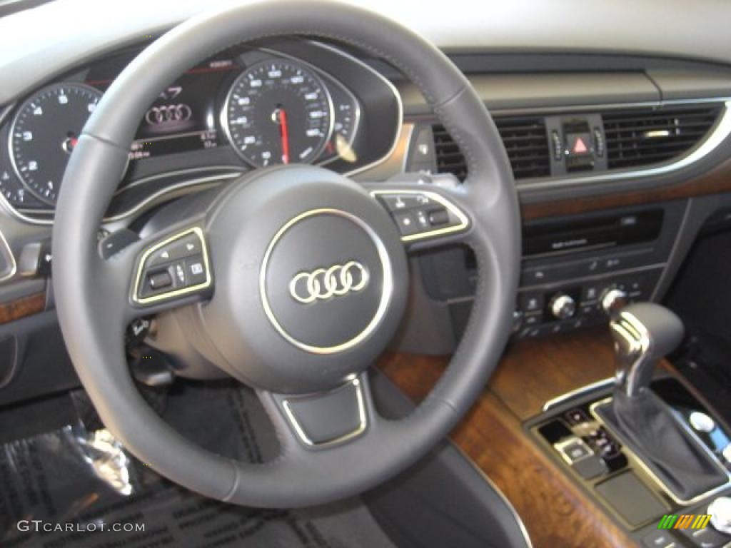 2012 Audi A7 3.0T quattro Premium Nougat Brown Steering Wheel Photo #48677887