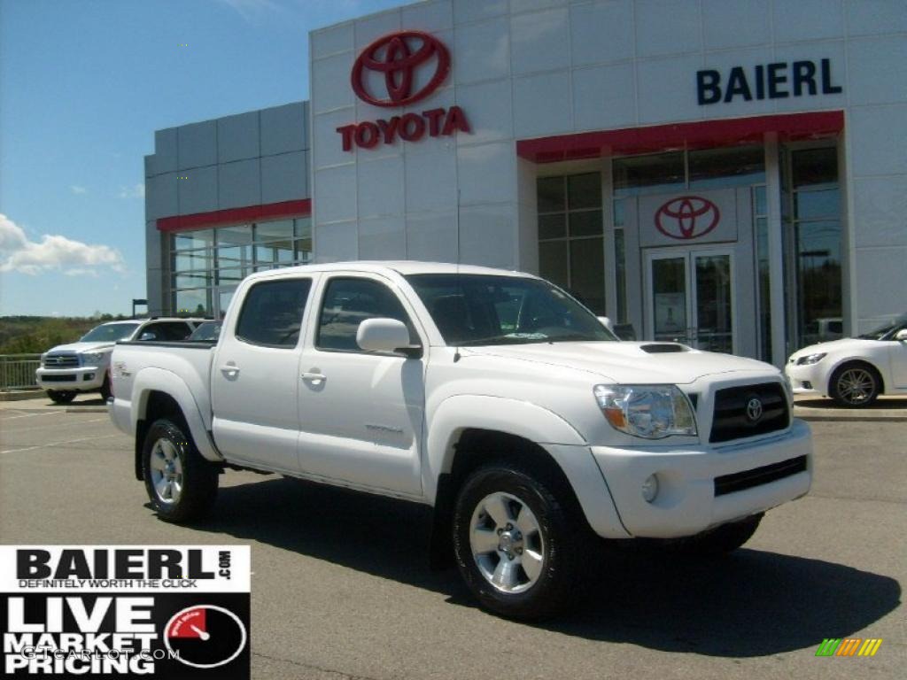 2008 Tacoma V6 TRD Sport Double Cab 4x4 - Super White / Graphite Gray photo #1