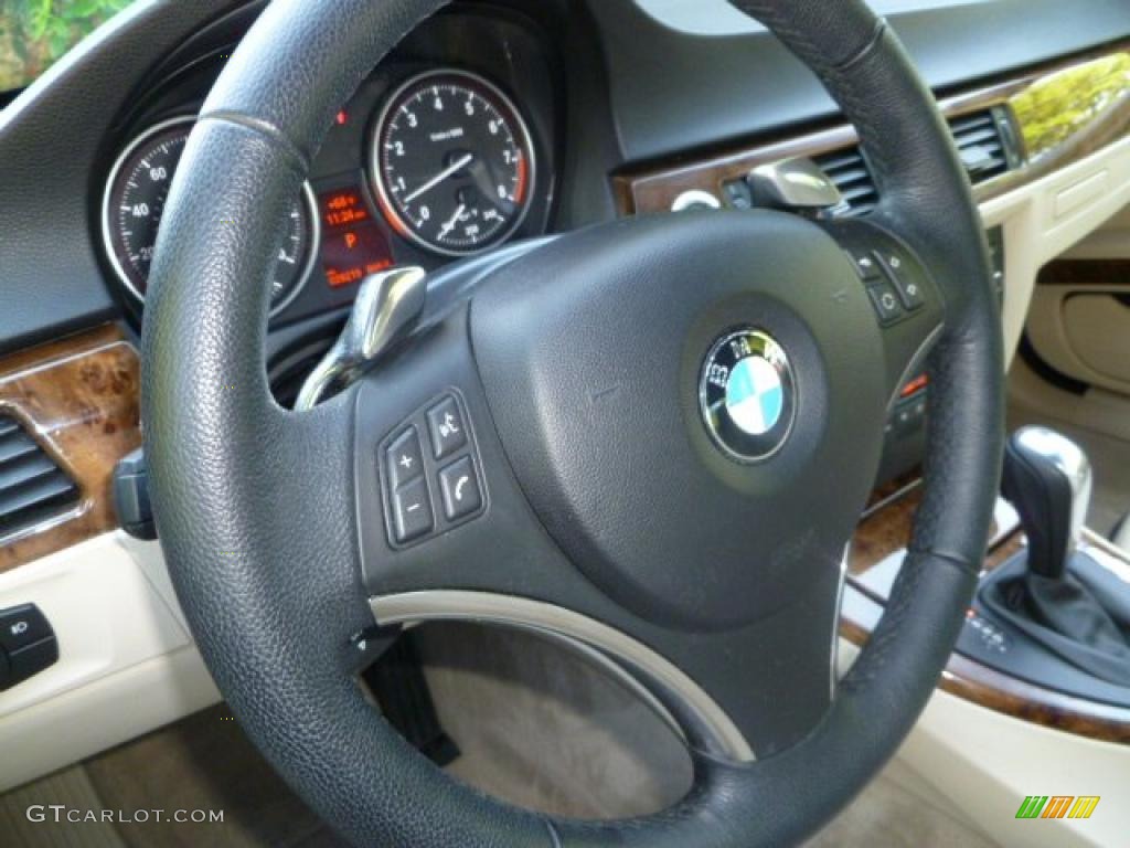 2008 BMW 3 Series 328i Convertible Cream Beige Steering Wheel Photo #48690362