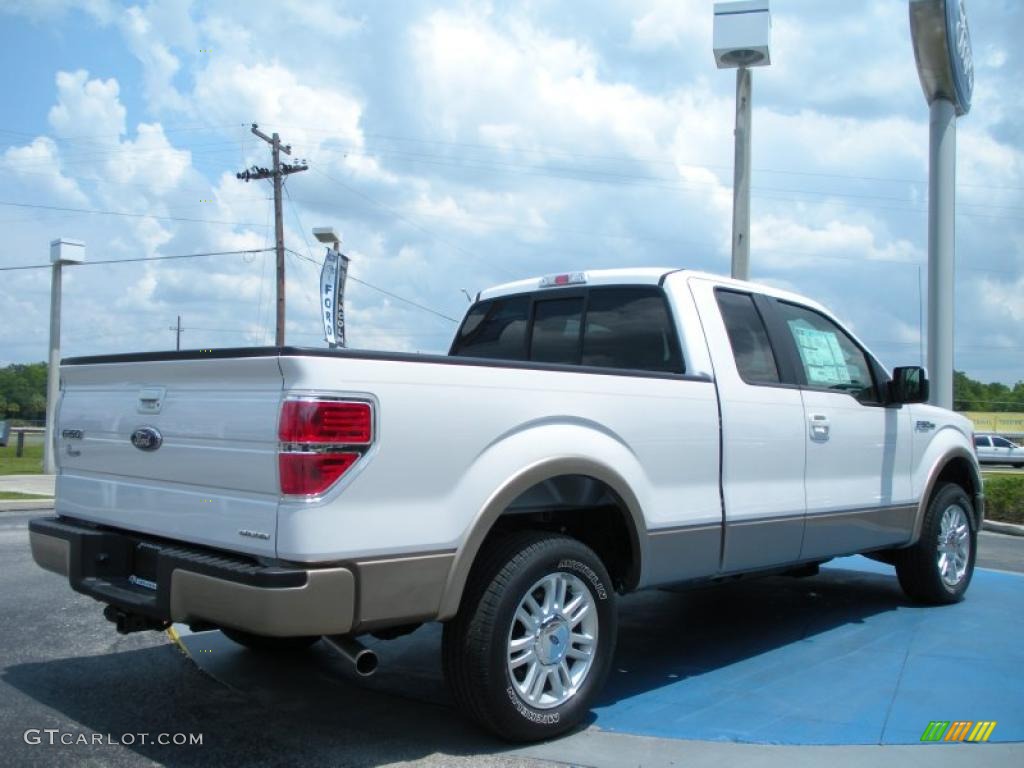 2011 F150 Lariat SuperCab - White Platinum Metallic Tri-Coat / Pale Adobe photo #3