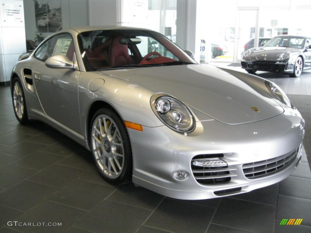 2011 911 Turbo S Coupe - Silver Metallic Paint to Sample / Carrera Red photo #1