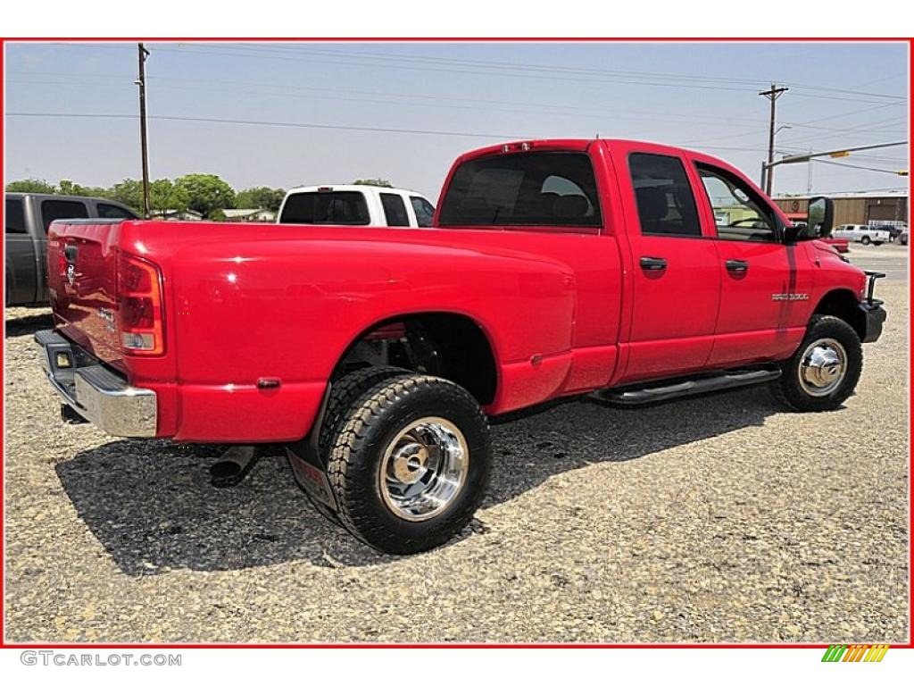 2004 Ram 3500 SLT Quad Cab 4x4 Dually - Flame Red / Taupe photo #8