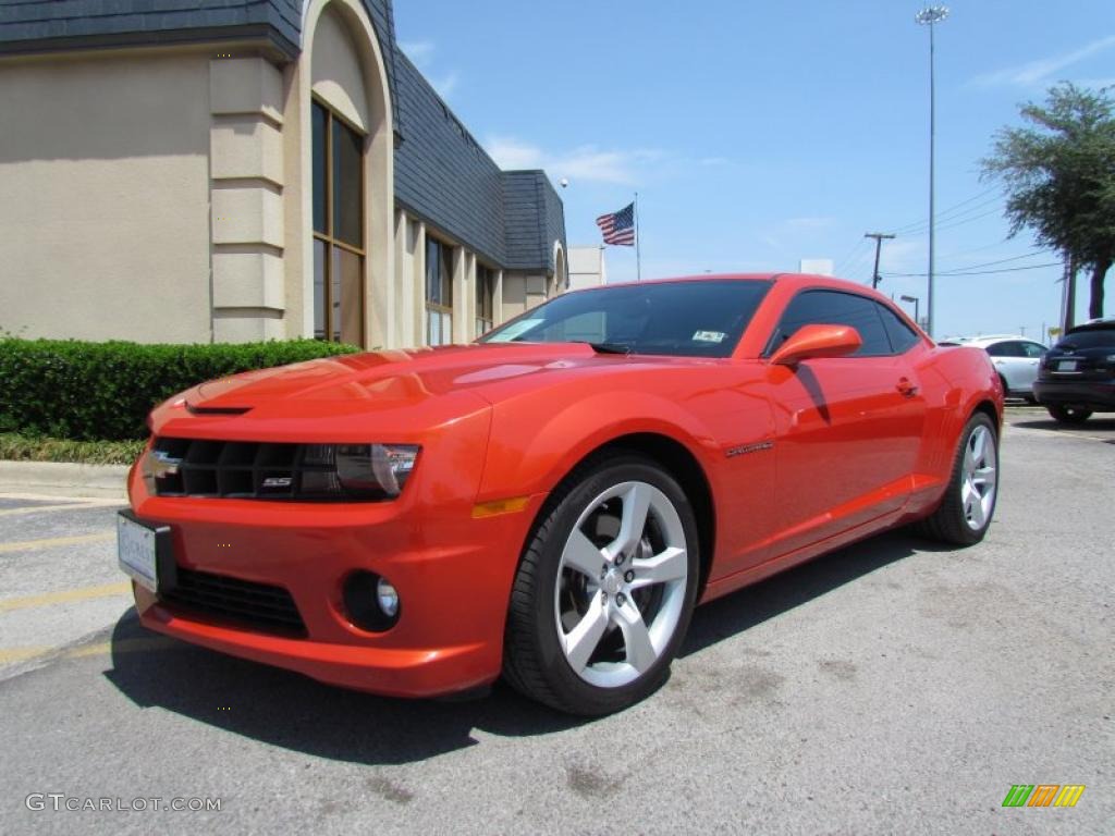 Inferno Orange Metallic 2010 Chevrolet Camaro SS Coupe Exterior Photo #48706633
