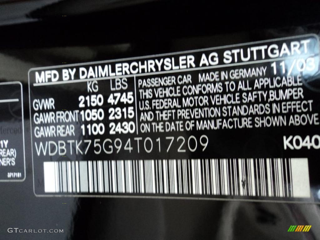2004 CLK Color Code 040 for Black Photo #48713428