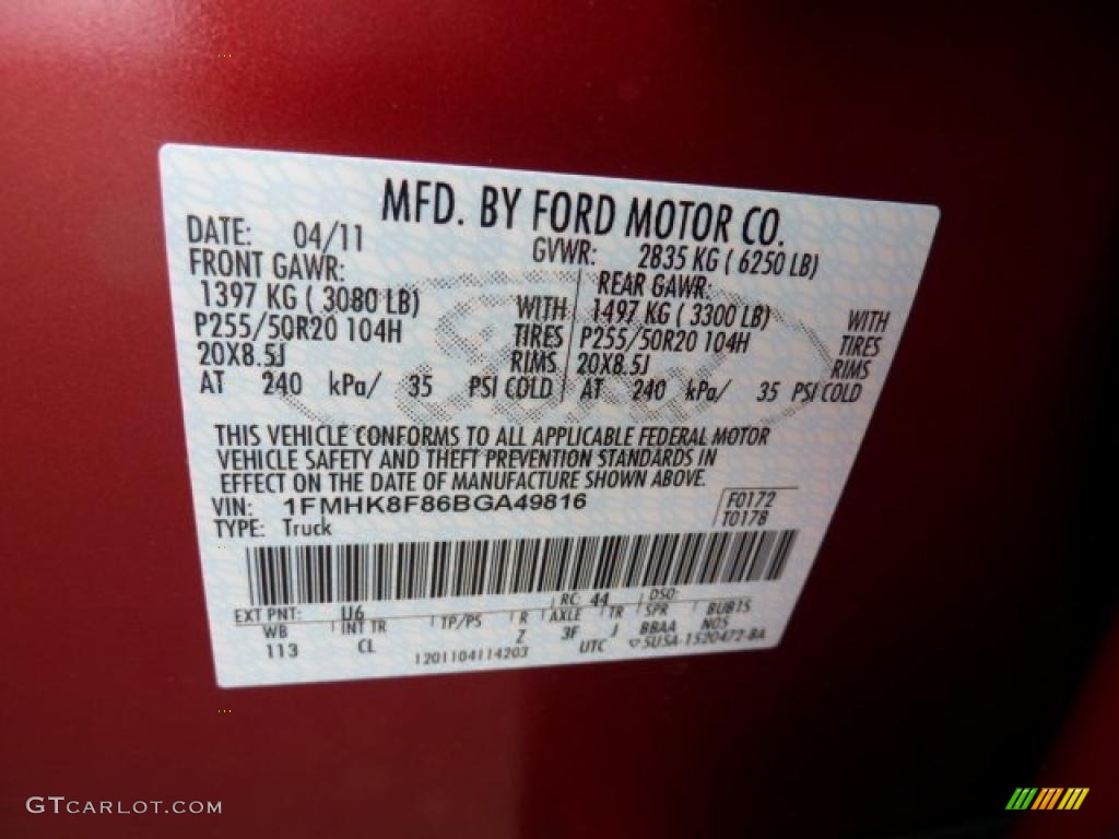 2011 Explorer Limited 4WD - Red Candy Metallic / Medium Light Stone photo #16