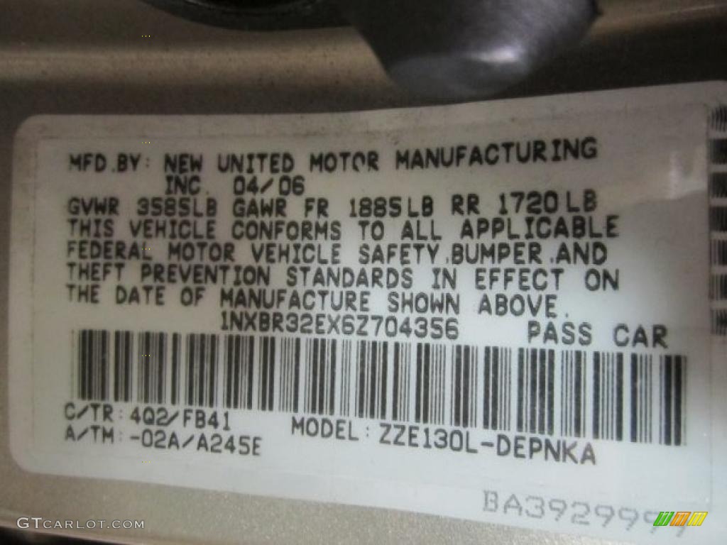 2006 Corolla LE - Desert Sand Mica / Beige photo #8