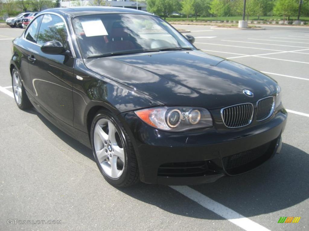 2008 1 Series 135i Coupe - Jet Black / Coral Red photo #7