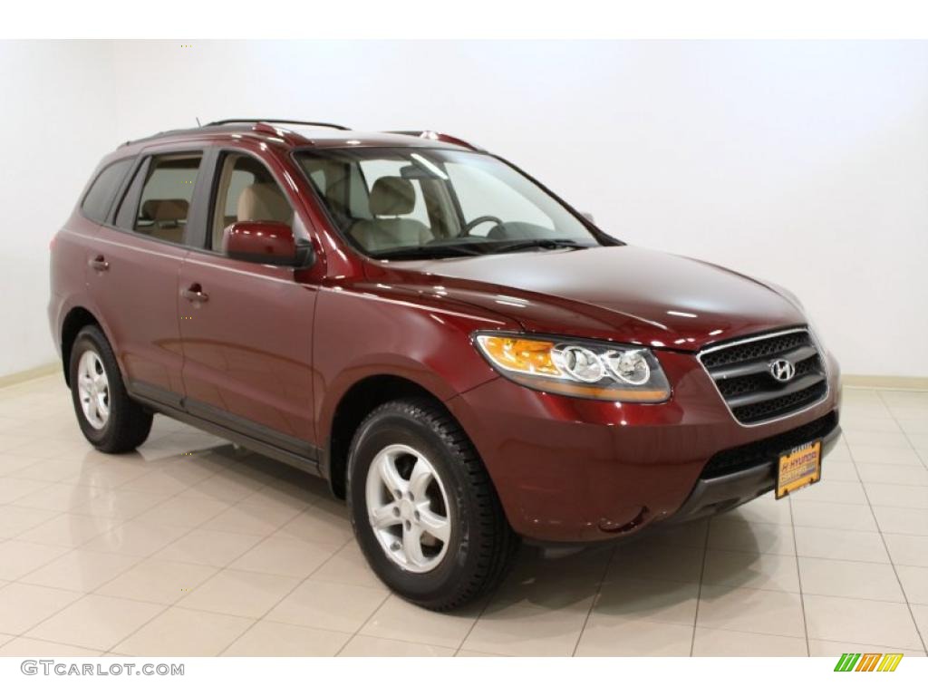 2007 Santa Fe GLS - Dark Cherry Red / Beige photo #1