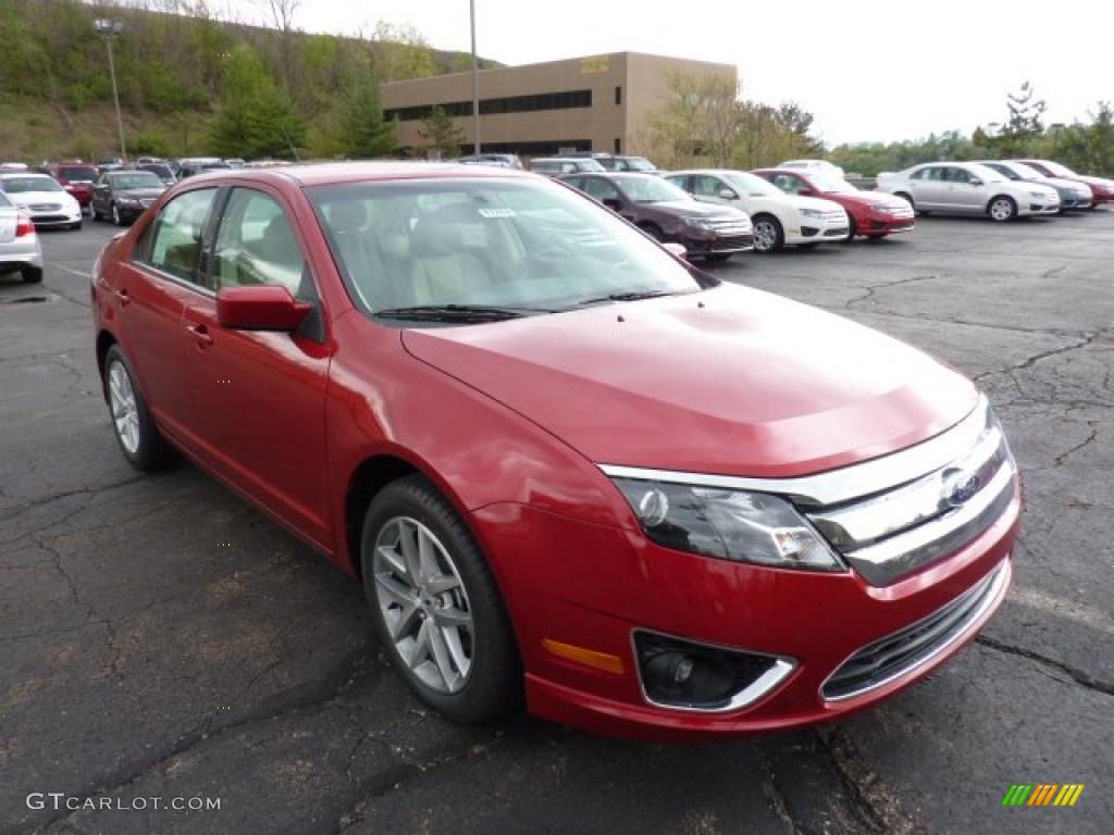 2011 Fusion SEL - Red Candy Metallic / Camel photo #1