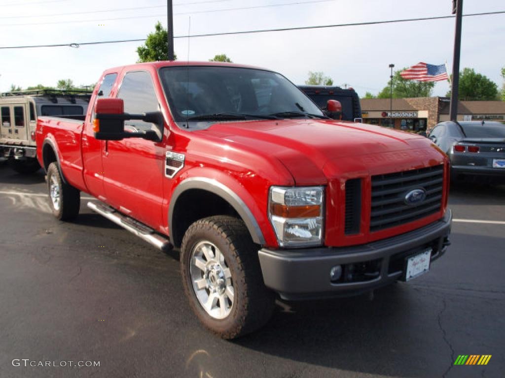 Bright Red 2008 Ford F350 Super Duty FX4 SuperCab 4x4 Exterior Photo #48735747