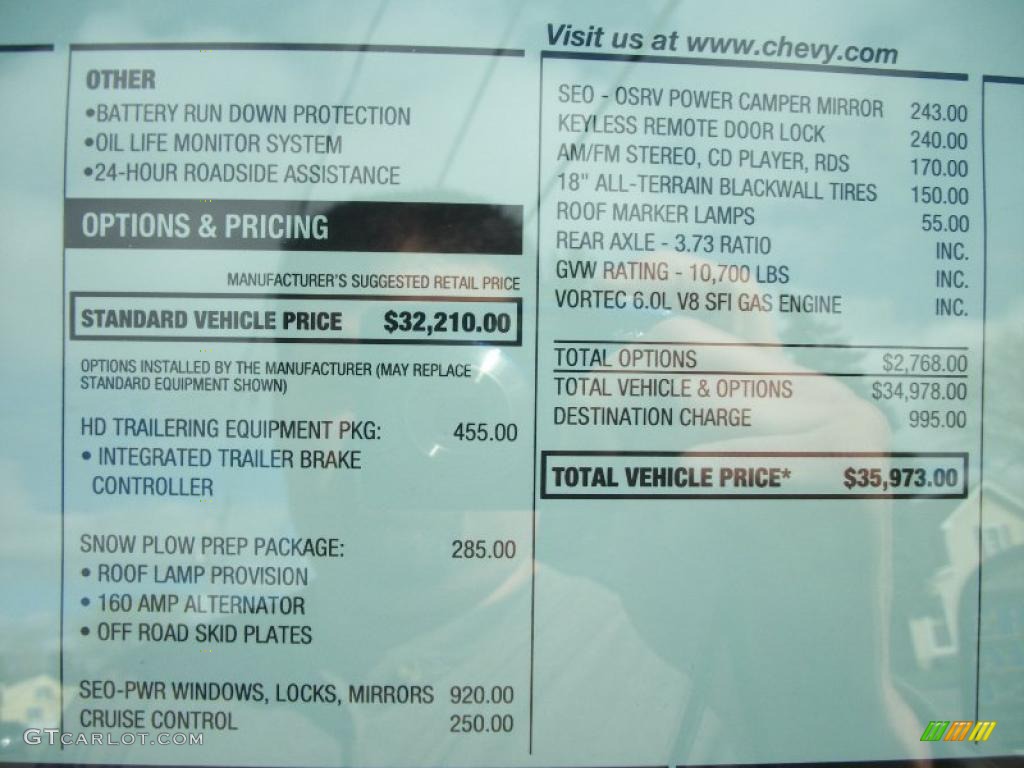 2011 Chevrolet Silverado 3500HD LS Regular Cab 4x4 Window Sticker Photo #48740097