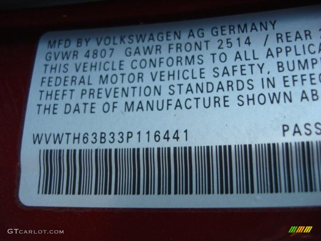 2003 Passat GLX 4Motion Sedan - Colorado Red Pearl / Black photo #20
