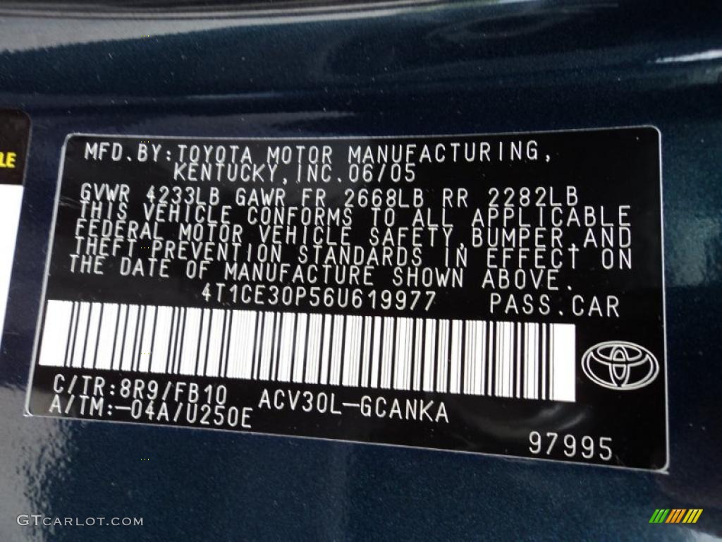 2006 Solara Color Code 8R9 for Oceanus Blue Pearl Photo #48747507