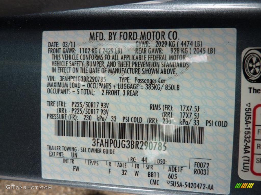 2011 Fusion SEL V6 - Steel Blue Metallic / Charcoal Black photo #14