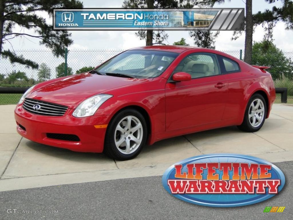 2006 G 35 Coupe - Laser Red Pearl / Wheat photo #1