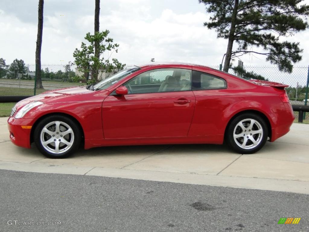 2006 G 35 Coupe - Laser Red Pearl / Wheat photo #7