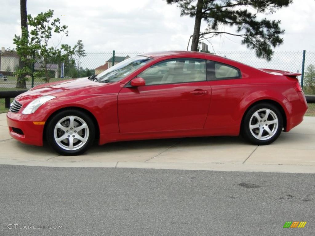 2006 G 35 Coupe - Laser Red Pearl / Wheat photo #8