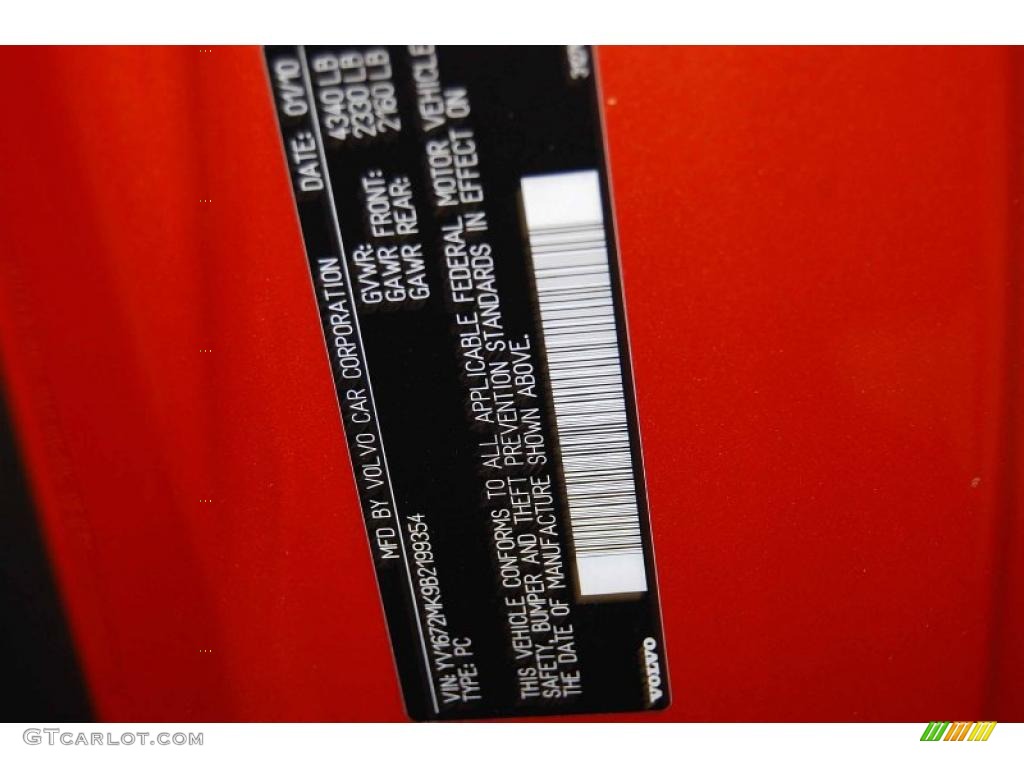 2011 C30 T5 - Orange Flame Metallic / Off Black T-Tec photo #13