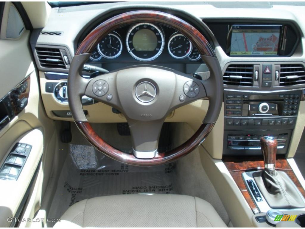 2011 Mercedes-Benz E 350 Cabriolet Almond/Mocha Steering Wheel Photo #48785899