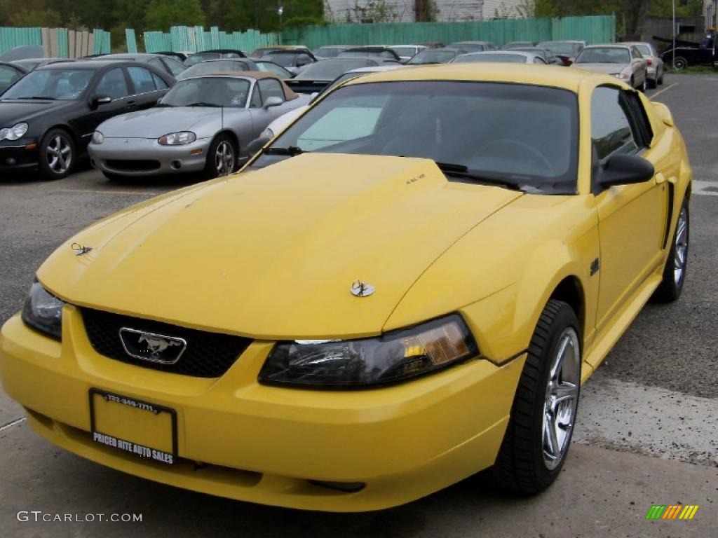 1999 Mustang GT Coupe - Chrome Yellow / Dark Charcoal photo #2