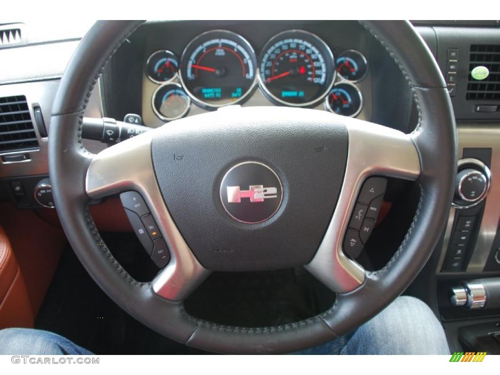 2009 Hummer H2 SUV Silver Ice Sedona Brown Steering Wheel Photo #48793024