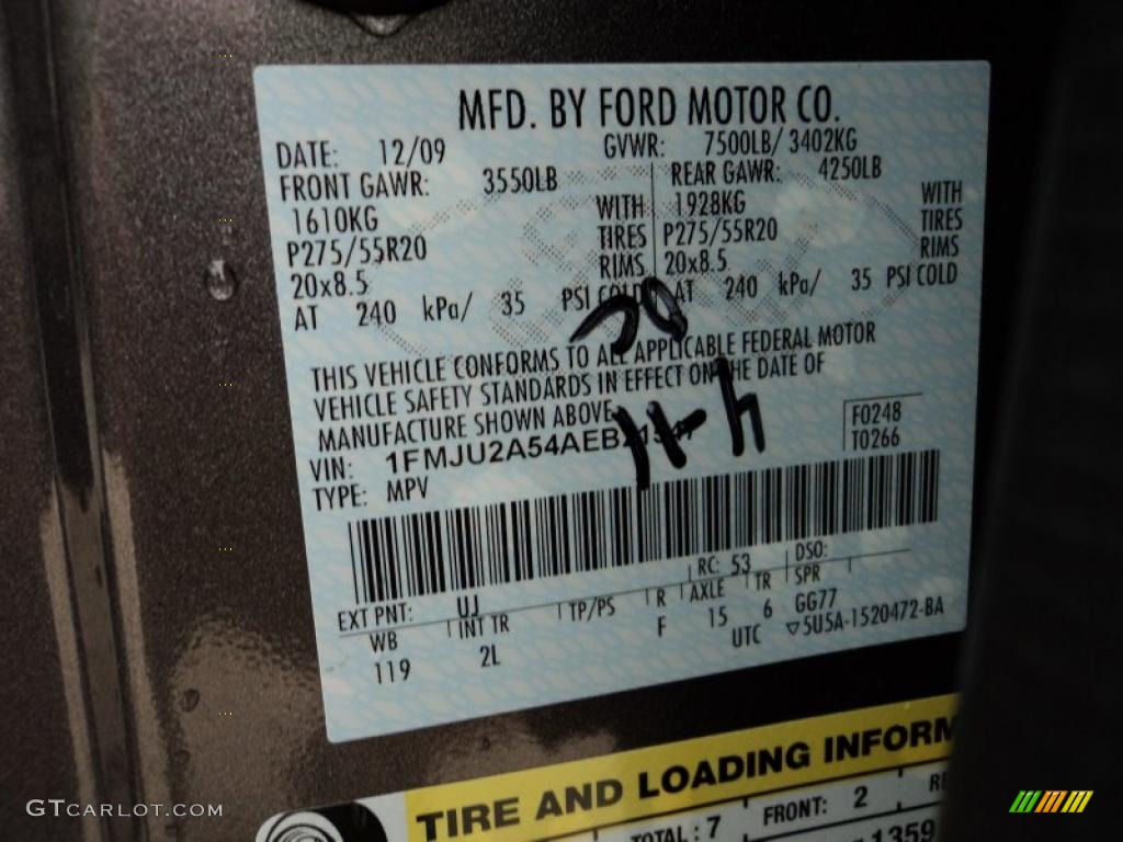 2010 Expedition Color Code UJ for Sterling Grey Metallic Photo #48804688