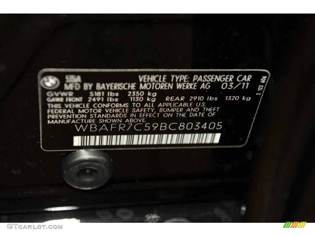 2011 5 Series 535i Sedan - Black Sapphire Metallic / Black photo #6