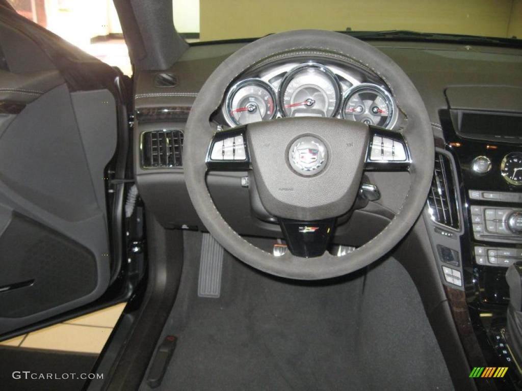 2011 Cadillac CTS -V Coupe Black Diamond Edition Ebony Steering Wheel Photo #48817227
