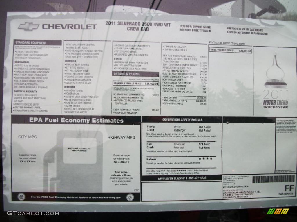 2011 Chevrolet Silverado 2500HD LS Crew Cab 4x4 Window Sticker Photo #48819048