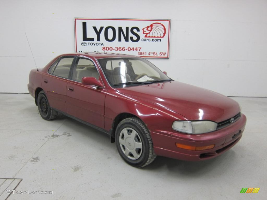 1994 Camry LE V6 Sedan - Sunfire Red Metallic / Gray photo #7