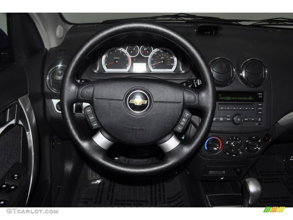 2009 Chevrolet Aveo LT Sedan Charcoal Steering Wheel Photo #48822972