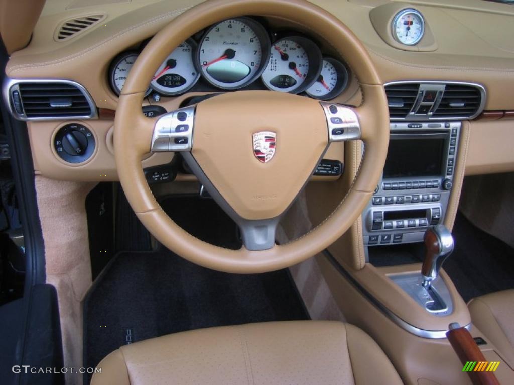 2007 Porsche 911 Turbo Coupe Sand Beige Steering Wheel Photo #48824193