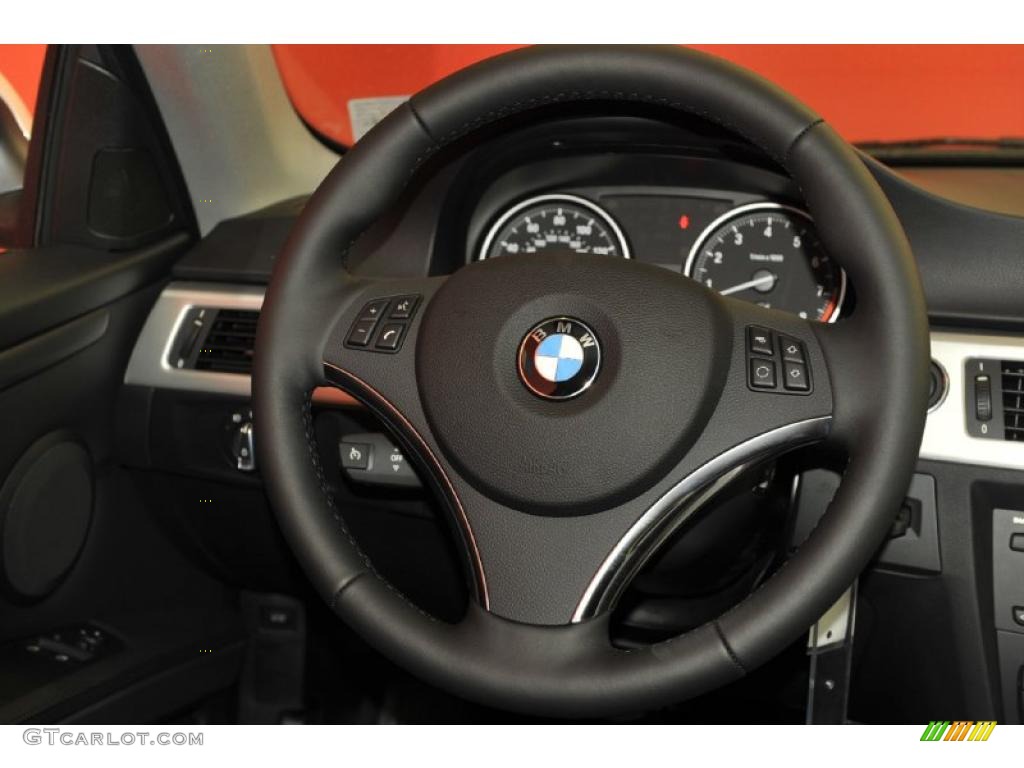 2011 BMW 3 Series 328i xDrive Coupe Black Steering Wheel Photo #48825169