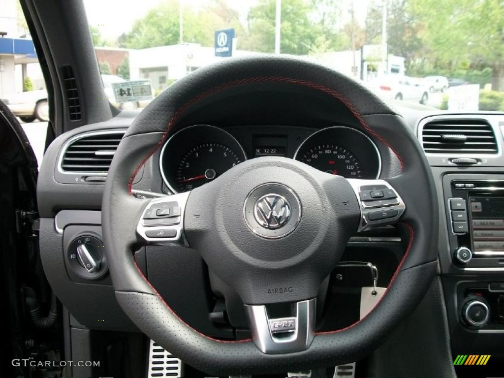 2010 Volkswagen GTI 2 Door Titan Black Leather Steering Wheel Photo #48825450