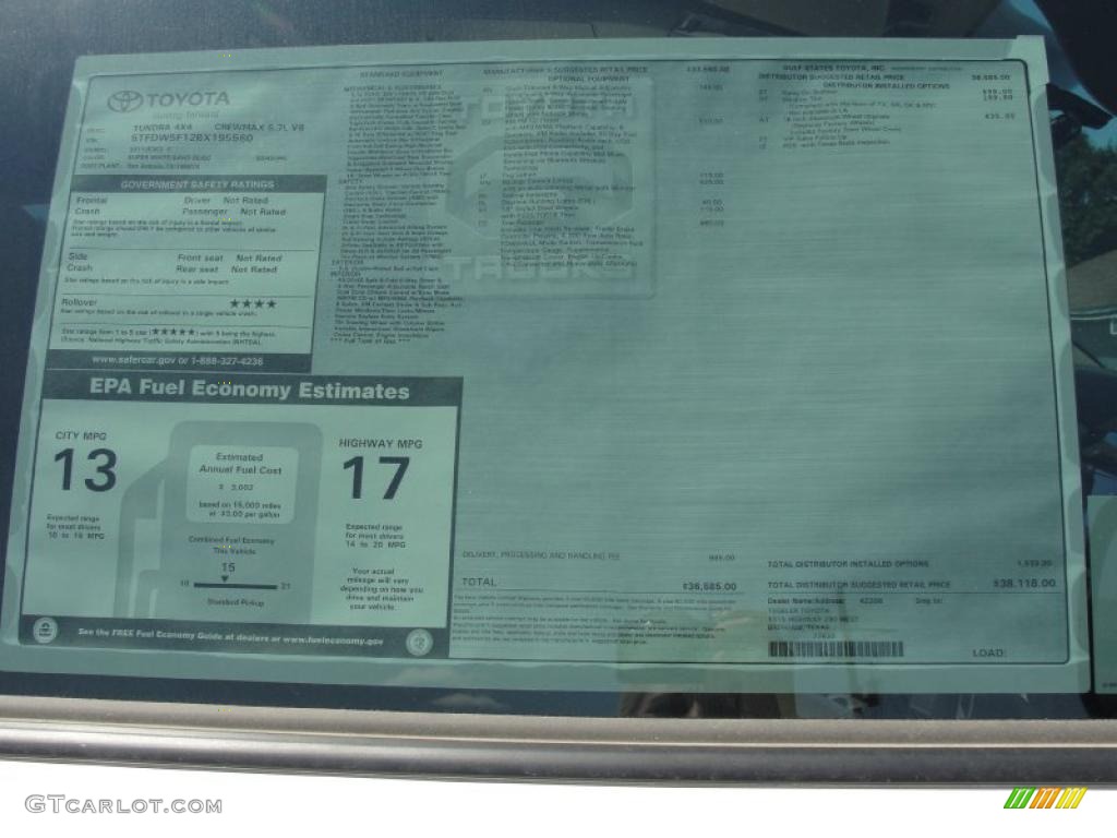2011 Toyota Tundra CrewMax 4x4 Window Sticker Photo #48826905