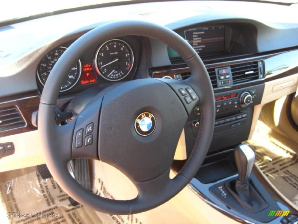 2011 BMW 3 Series 328i Sedan Beige Steering Wheel Photo #48830655