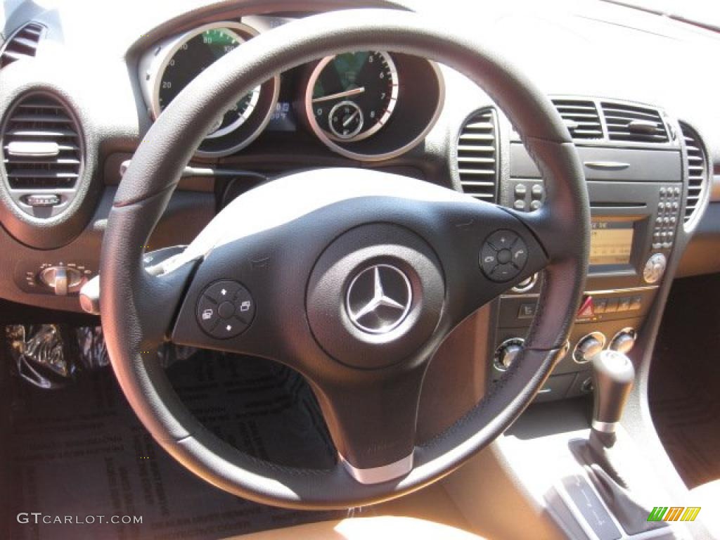 2009 Mercedes-Benz SLK 300 Roadster Black/Beige Steering Wheel Photo #48831135