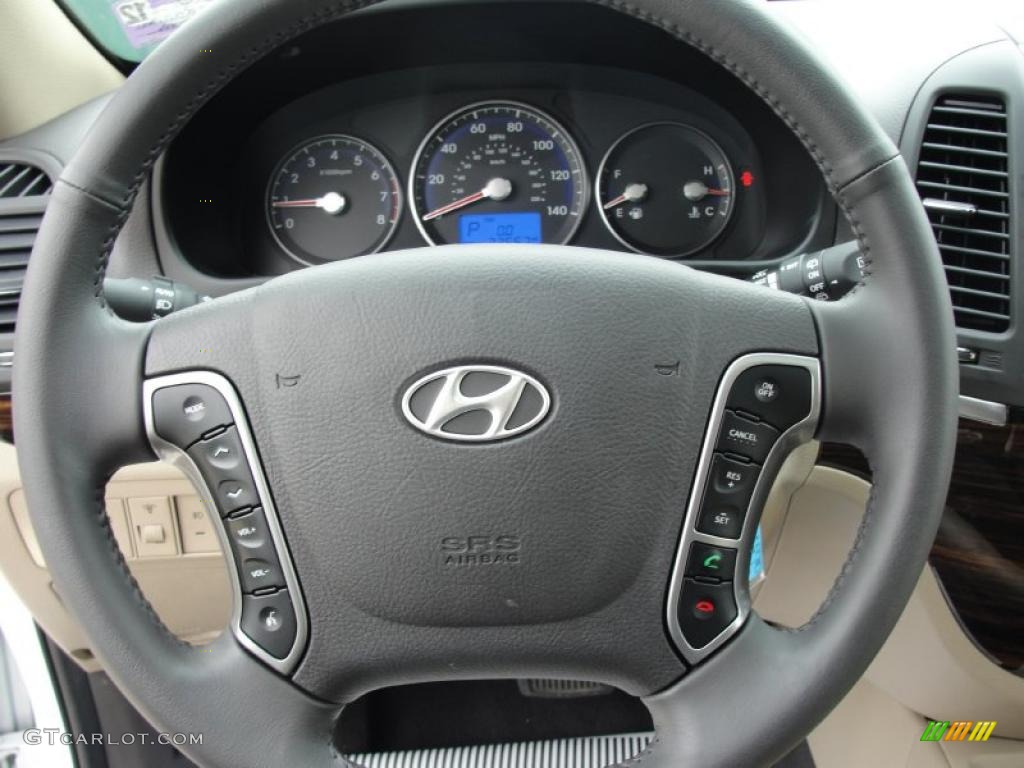 2010 Hyundai Santa Fe Limited Beige Steering Wheel Photo #48833874